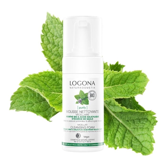 Espuma limpiadora, c&oacute;mo eliminar los granos con la rutina facial purificante Logona con menta